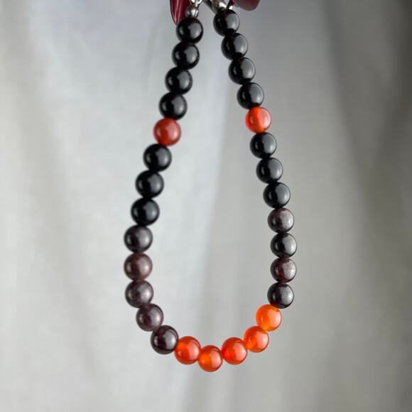 Carnelian Garnet Obsidian Crystal Gemstone Bead Bracelet Handmade - Picture 11 of 16